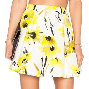 Alice + Olivia Yellow Floral Lampshade Skirt